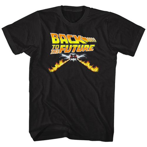 Black Back to the Future t-shirt featuring Back to the Future DeLorean DMC-12 design
