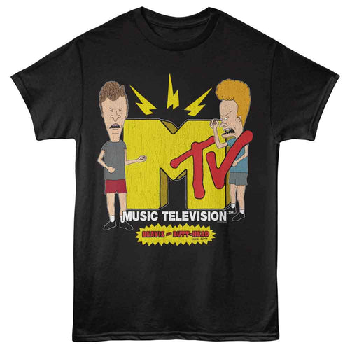 Black Beavis and Butthead t-shirt featuring Beavis and Butthead Rockin To MTV design
