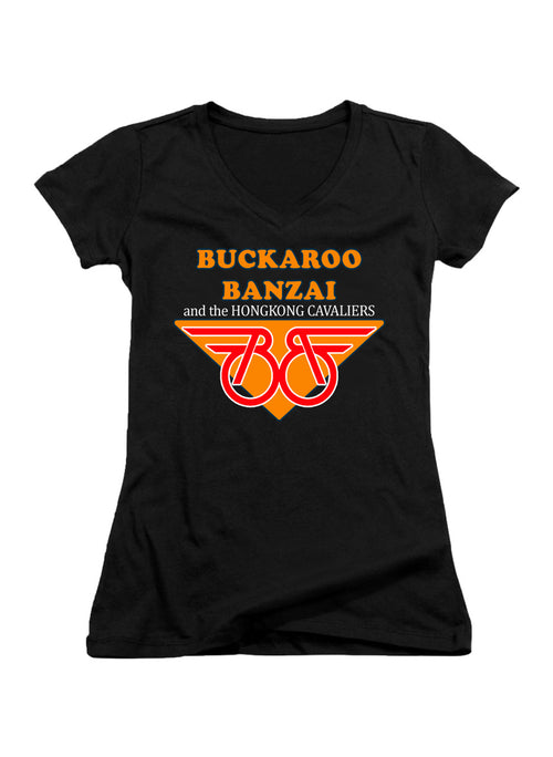Black Band Logo Juniors V-Neck T-Shirt