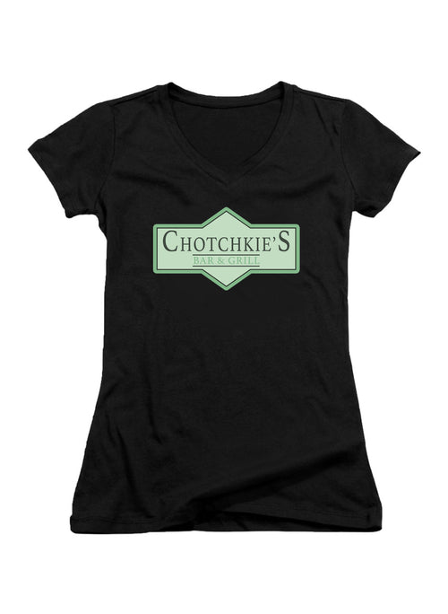 Black Bar and Grill Logo Juniors V-Neck T-Shirt