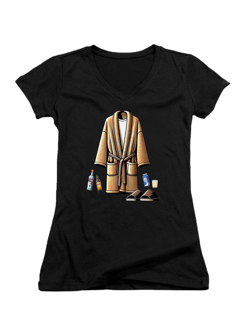Black Bare Essentials Juniors V-Neck T-Shirt