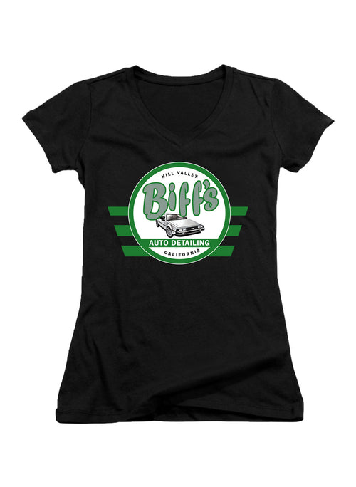Black Biff's Auto Detailing Juniors V-Neck T-Shirt