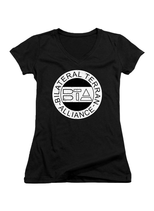 Black Bilateral Terran Alliance Juniors V-Neck T-Shirt