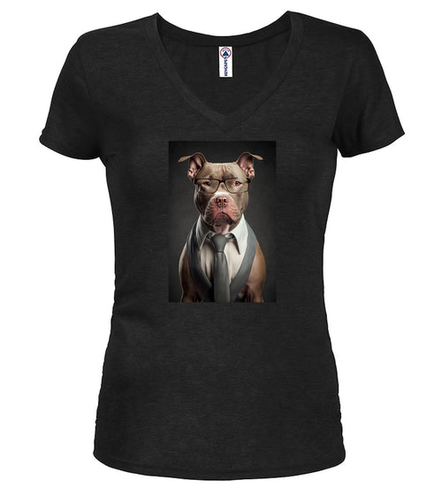 Black Boss Bulldog Juniors V-Neck T-Shirt