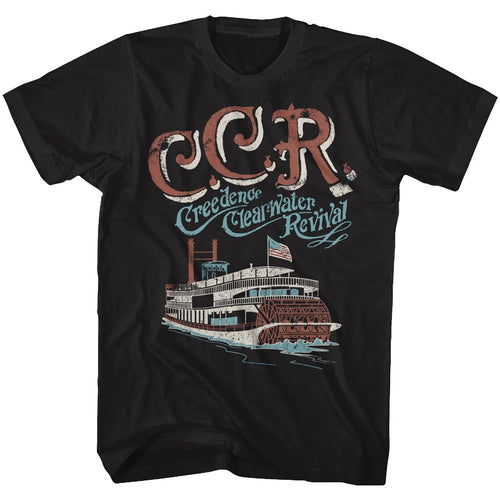 Black Creedence Clearwater Revival t-shirt featuring Creedence Clearwater Revival Riverboat design
