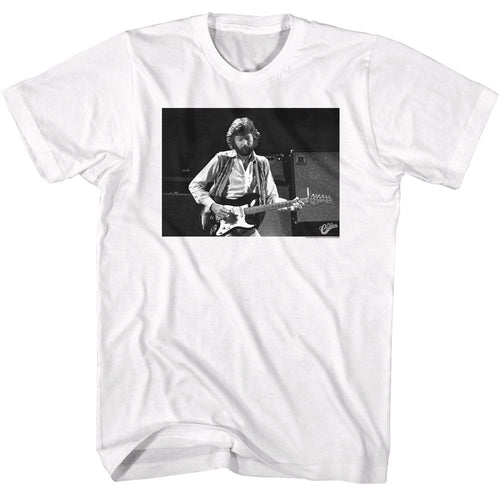 White Eric Clapton t-shirt featuring Eric Clapton Black And White Guitar design