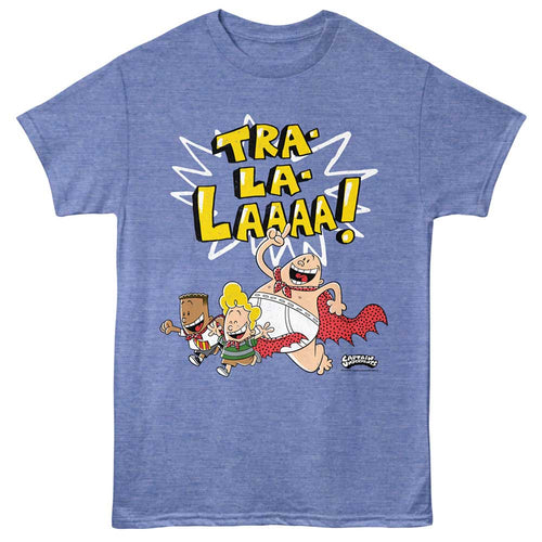 Light blue heather Captain Underpants t-shirt featuring Captain Underpants Running design