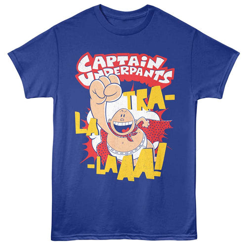 Royal blue Captain Underpants t-shirt featuring Captain Underpants Tra La Laaa design
