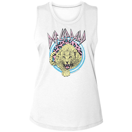 Def Leppard Ladies Muscle Tank - Pastel Leppard 2