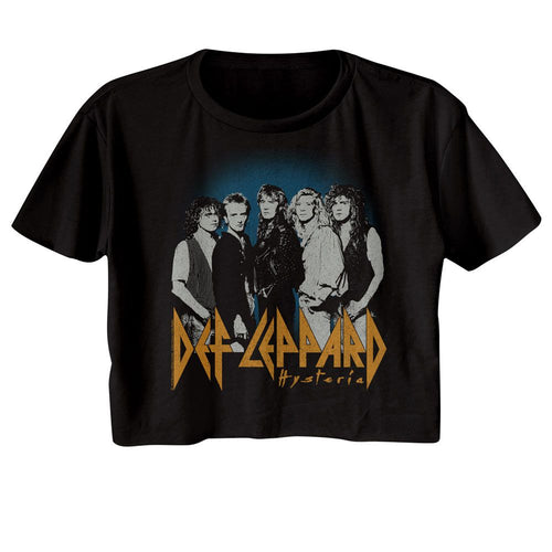 Def Leppard Ladies Crop Top - Blue Fade