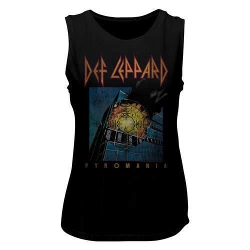 Def Leppard Ladies Muscle Tank - Faded Pyromania