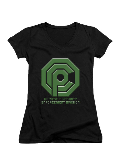 Black Domestic Security Enforcement Division Juniors V-Neck T-Shirt