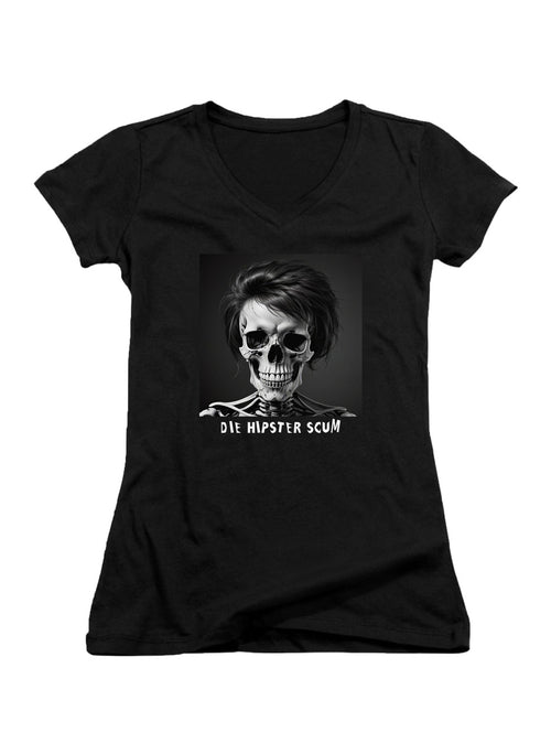 Black Die Hipster Scum Juniors V-Neck T-Shirt