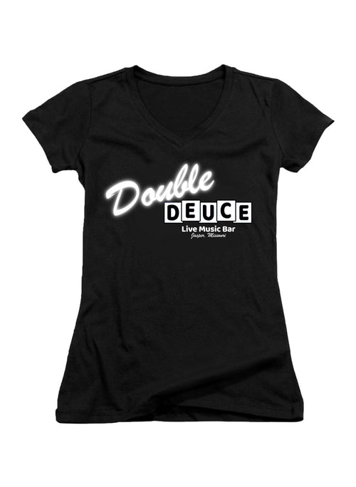 Black Double Deuce Juniors V-Neck T-Shirt