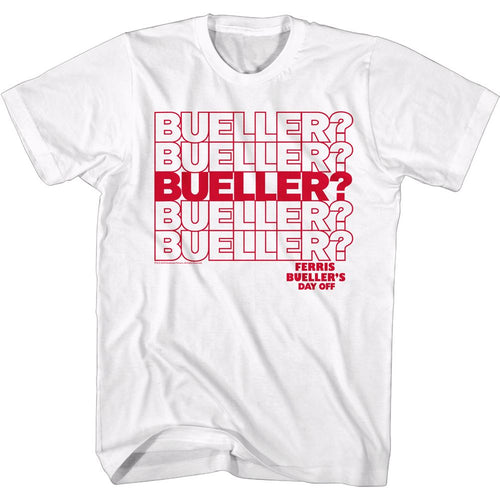 White Ferris Bueller's Day Off t-shirt featuring Ferris Buellers Day Off Bueller Bueller Bueller design