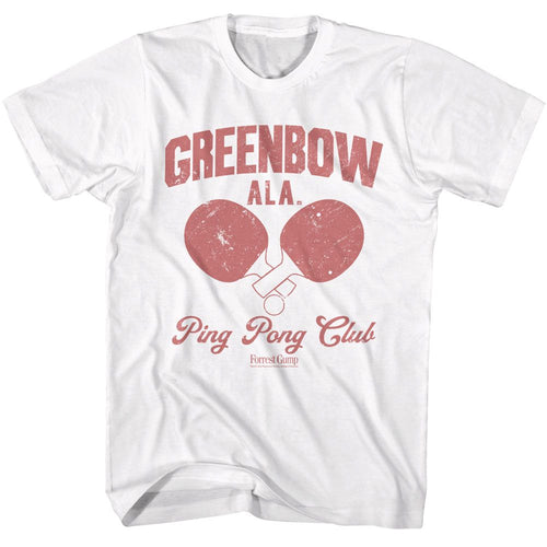 White Forrest Gump t-shirt featuring Forrest Gump Greenbow Ping Pong design