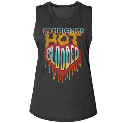 Foreigner Ladies Muscle Tank - Hot Blooded