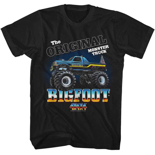 Black Bigfoot t-shirt featuring Bigfoot The Original Monster Truck design