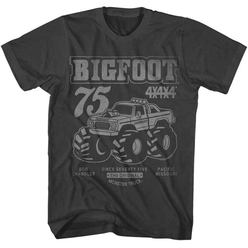 Smoke gray Bigfoot t-shirt featuring Bigfoot Since Seventy Five design