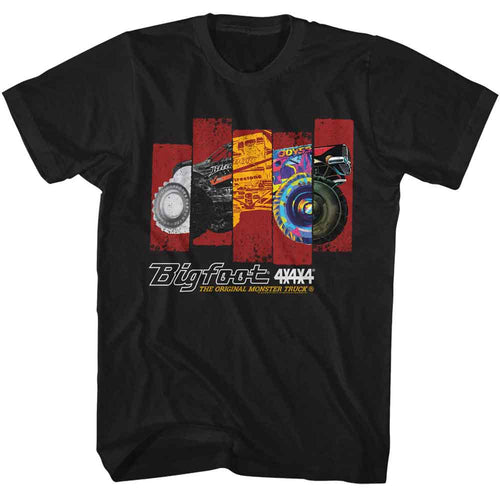 Black Bigfoot t-shirt featuring Bigfoot Different Truck Rectangles design