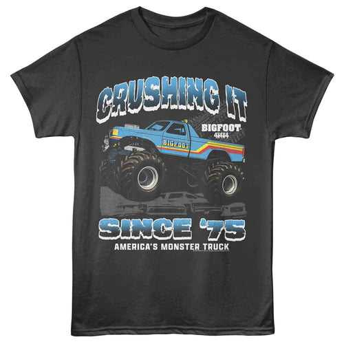 Smoke gray Bigfoot t-shirt featuring Bigfoot Crushing It 75 design