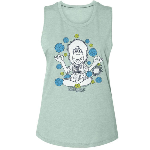 Fraggle Rock Ladies Muscle Tank - Mokey And Flowers