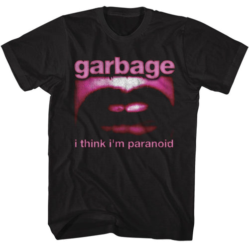Black Garbage t-shirt featuring Garbage Paranoid Mouth design
