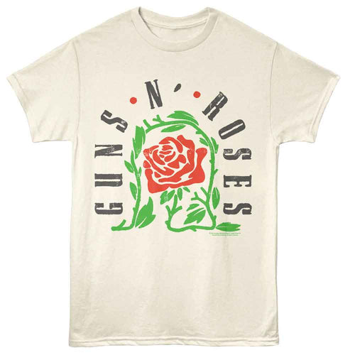 Natural Guns N' Roses t-shirt featuring Guns N Roses Thorned Rose design