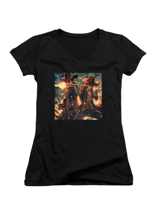 Black Back to Back Juniors V-Neck T-Shirt