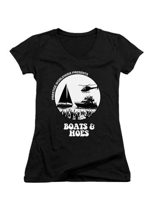Black Boats & Hoes Juniors V-Neck T-Shirt