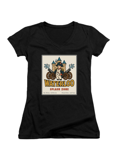 Black Waterloo Splash Zone Juniors V-Neck T-Shirt