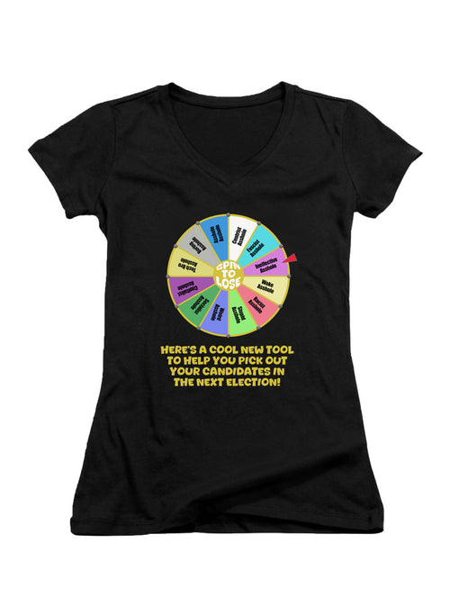 Black Election Spin to Lose Juniors V-Neck T-Shirt