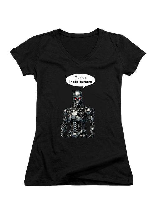 Black Man do I hate humans Juniors V-Neck T-Shirt
