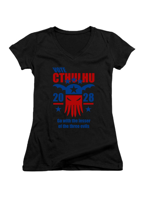Black Vote Cthulhu 2028 Juniors V-Neck T-Shirt