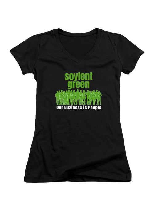 Black Our Business is People Juniors V-Neck T-Shirt