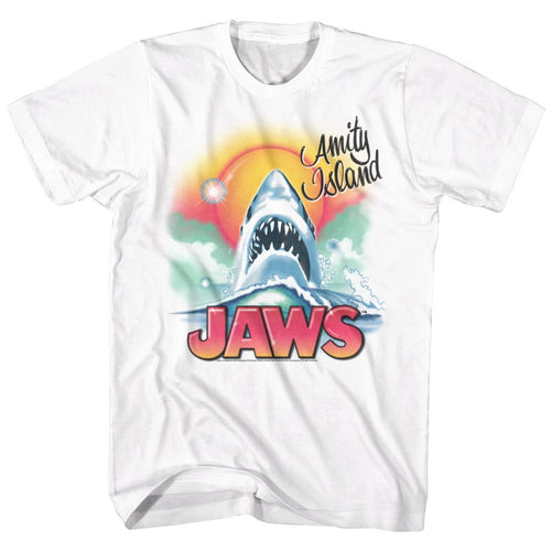 White Jaws t-shirt featuring Jaws Beachy Airbrush design