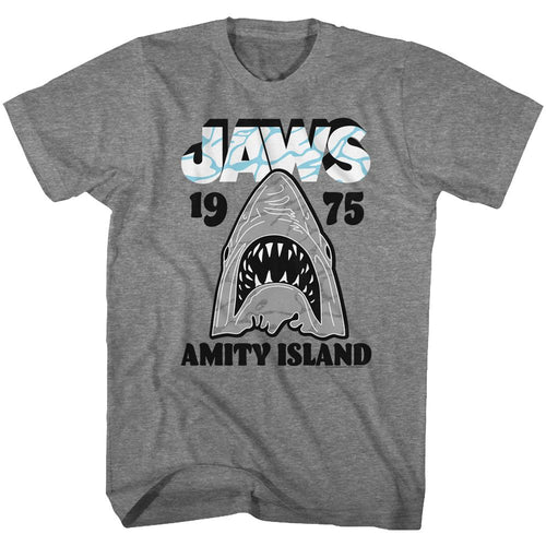 Graphite heather Jaws t-shirt featuring Jaws Gray and White design