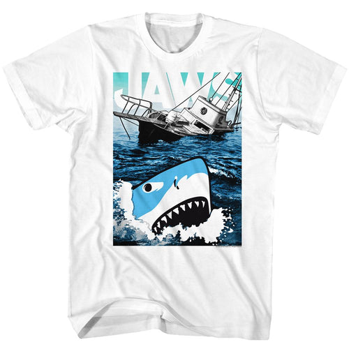 White Jaws t-shirt featuring Jaws Cartoon Sharko design