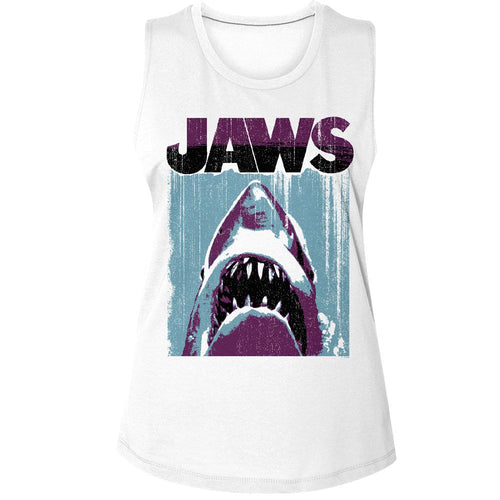 Jaws Ladies Muscle Tank - Day Under Night Over