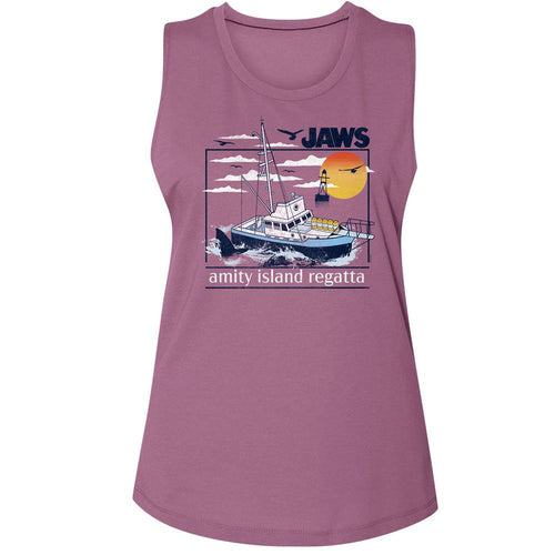 Jaws Ladies Muscle Tank - Amity Island Regatta