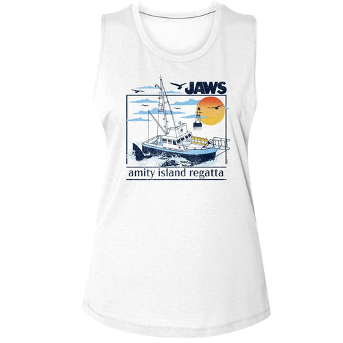 Jaws Ladies Muscle Tank - Amity Island Regatta