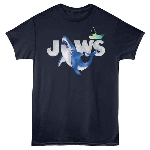 Navy Jaws t-shirt featuring Jaws Watercolor design