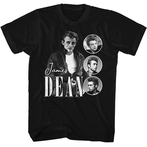Black James Dean t-shirt featuring James Dean Three Circles design