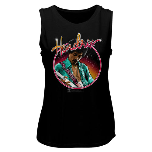 Jimi Hendrix Ladies Muscle Tank - Neon