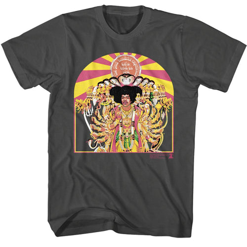 Smoke gray Jimi Hendrix t-shirt featuring Jimi Hendrix Axis Cover design