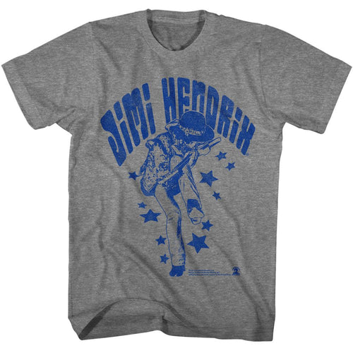 Graphite heather Jimi Hendrix t-shirt featuring Jimi Hendrix Name And Stars design