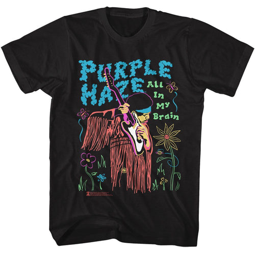 Black Jimi Hendrix t-shirt featuring Jimi Hendrix All In My Brain design