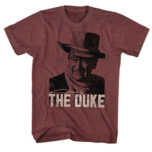 Vintage maroon heather John Wayne t-shirt featuring John Wayne Duke design