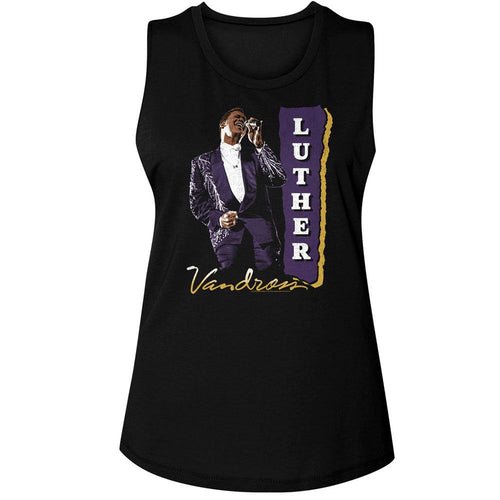Luther Vandross Ladies Muscle Tank - Purple Suit