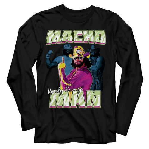 Macho Man Long Sleeve T-Shirt - Three Photos Collage